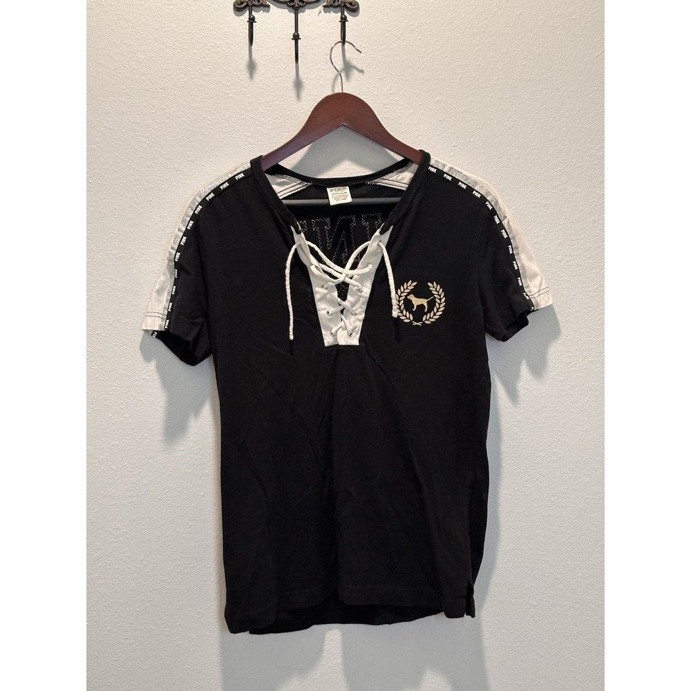 PINK Victoria's Secret Vintage‎ Sequin Bling 86 T-shirt Top Varsity Crew  XS